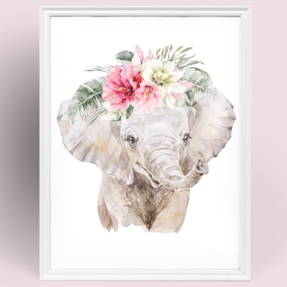 COPY - Watercolor Floral Elephant Wall Art Illustration Print Poster Card Unfra… - Picture 8 of 8